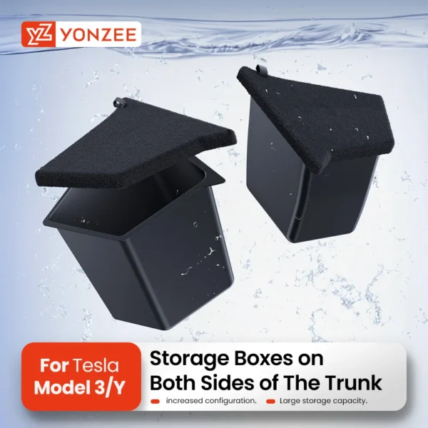 kf-S463b86ed63514e8980889c5ba22b6003a YZ For Tesla Model Y Juniper 21-2025 Trunk Side Storage Box Hollow Cover Organizer Flocking Mat Partition Board Stowing Tidying - Image 1