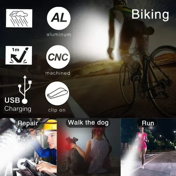 Bicycle Front Rear Light Bike Warning Taillight USB Rechargeable LED Bike Light Waterproof MTB Cycling Lamp Bike Accessories - Image 4