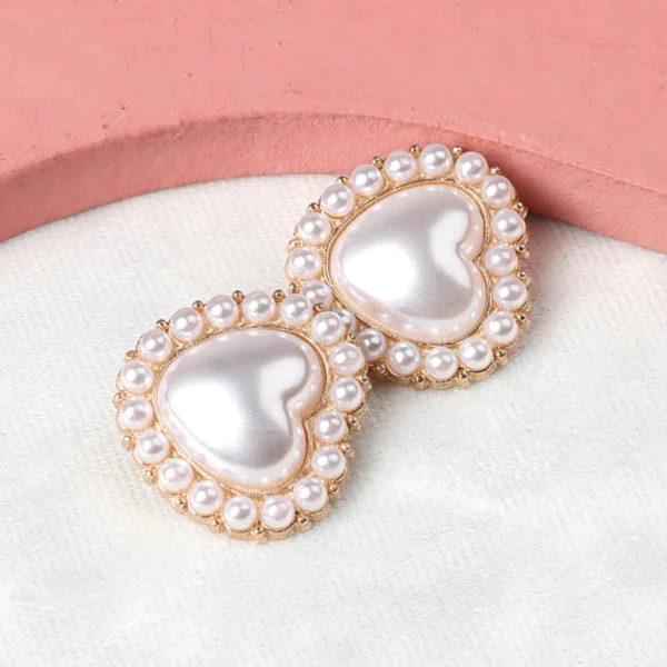 10PCS Pearl Heart Button - Image 5