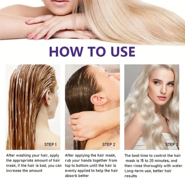 Purple Repair Hair Mask Keratin Deep Nourishing Dry Frizzy Damaged Treatment Collagen Magical 5 Second Soft Shiny Care - Image 6