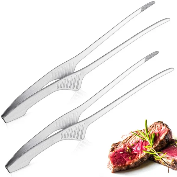 BBQ Tongs Non Slip Cooking Utensils Stainless Steel Tongs for Serving Food, Salad, Camping, Barbecue, Buffet - Image 7