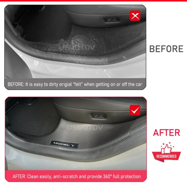 For Tesla Model Y Juniper 2025 2026 Front Rear Door Sill Guard Anti Scratch Dirt Resistant Threshold Strips Interior Accessories - Image 3