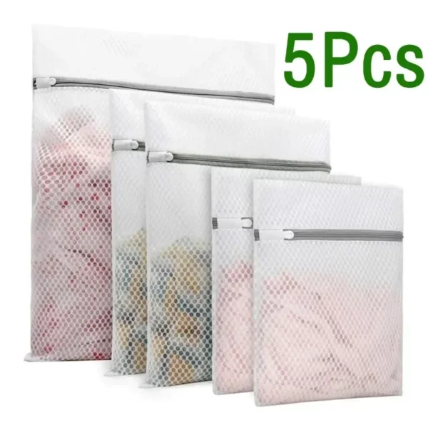 kf-S4e89dea30c1a427db7c6b78c07feaf64L 5Pcs Mesh Laundry Bags Durable Honeycomb Mesh Laundry Organizer Bags Reusable Washing Machines Bag - Image 1