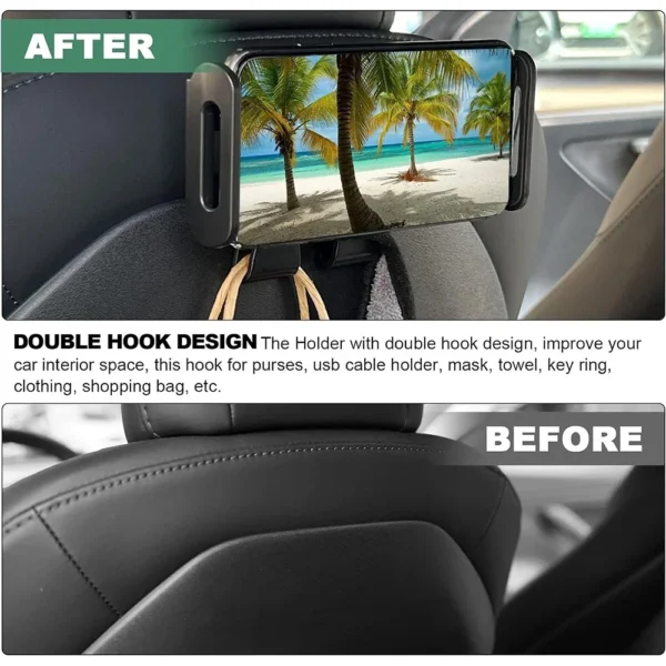 For Tesla Model 3/Y Back Seat Phone Holder with 2 hooks 360° Rotate Stand Auto Headrest Bracket Support For Tablet PC iPad Mini - Image 6