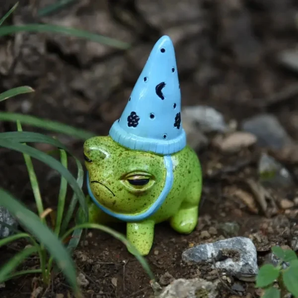 Creative Party Hat Cute Little Frog Statue Garden Courtyard Crafts Decoration Give Halloween Gift to Friends - Image 3