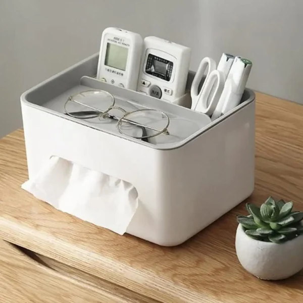 1pc- Gray Multifunctional Tissue Storage Box - Image 5
