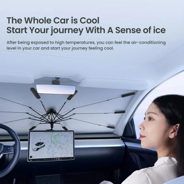 YZ Tesla Windshield SunShade Umbrella Hemmed Edges Cover Protector Parasol Car Summer Sun Protection Front Window Sun Shade - Image 3