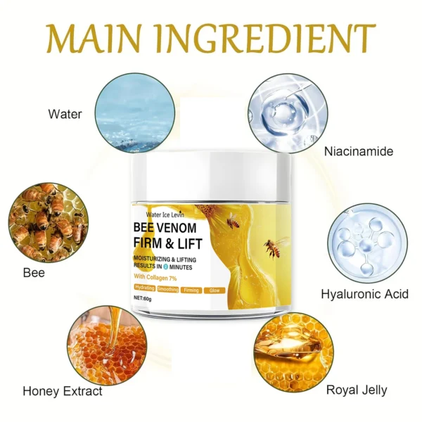 Bee Vemon Instant Facial Lifting Cream - 60g | Firming and Rejuvenating Skin, Smoothing Fine Lines and Wrinkles | All Skin Types - Image 3