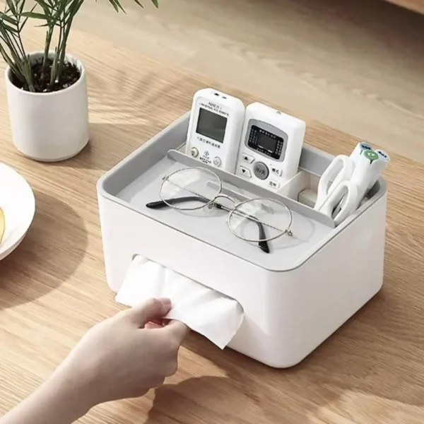 1pc-Tissue Organizer Box Desktop Sundries Storage Tissue Box Remote Control Storage Box Desktop Tissue Holder - Image 1