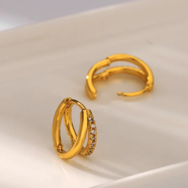 Stainless Steel Circle Earrings For Women Gold Color Aesthetic Zircon Earring Wedding Christmas Fashion Jewelry Accessories Gift - Image 2