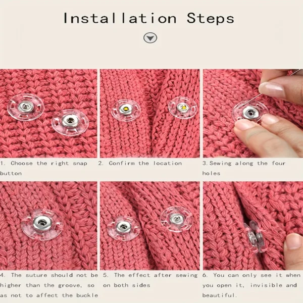 5/10piars Transparent Fastener-23mm DIY Invisible Snap Fastener Round Snap Button Acrylic Press Stud Sewing Accessories - Image 5