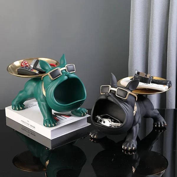 Resin Dog Statue Bulldog Statue Storage Tray Animal Decoration Resin Craft Art Sculpture Statue Dog Sculpture Home Decoration - Image 5