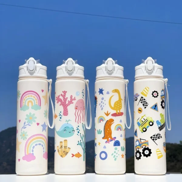 750ml Dinosaur Water Bottle For Kids Water Sippy Cup With Silicone Straw Leakproof Plastic Water Bottles Summer Kids Water Cup - Image 6