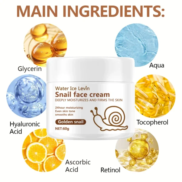 Snail Anti-aging Cream Collagen Moisturizing Nourish Repair Face Damaged Lift Firm Smooth Bright Whitening Skin Care - Image 3