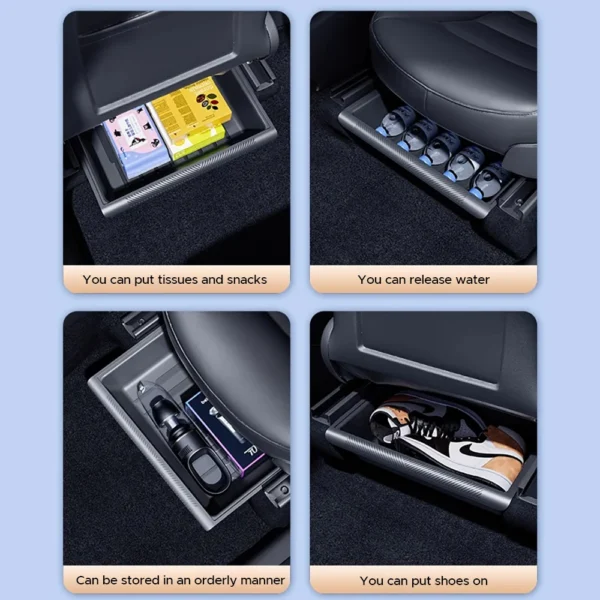 Under Seat Drawder Storage Box for Tesla Model Y 2020-2024 Organizer Accessories Underseat Hidden Store Space Bins Chair Tray - Image 3