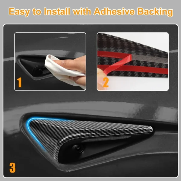 For Tesla Model 3/Y 2024 2025 Side Camera Protection Cover Fender Car Modification Accessories Matte Carbon Fiber Pattern Trim - Image 5