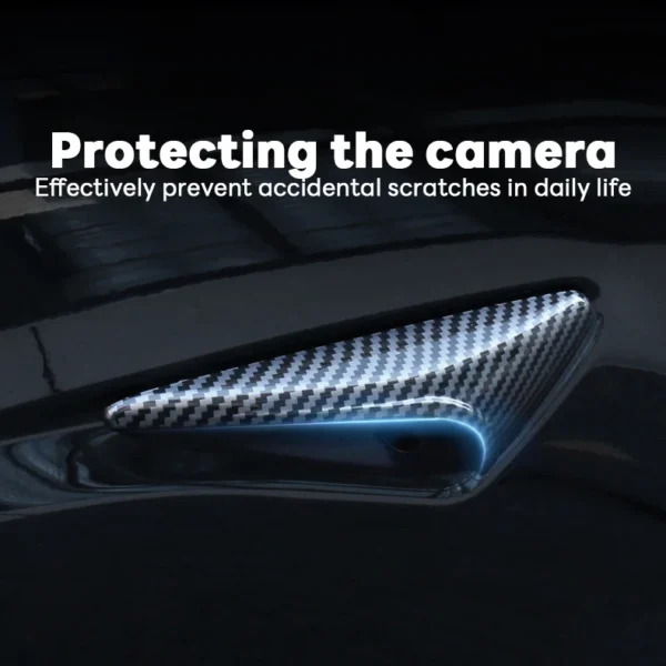 For Tesla Model Y Juniper Launch 2025 Model 3 Highland 2024 Side Camera Cover Lens Protector Shiny Matte Carbon Fiber Pattern - Image 5