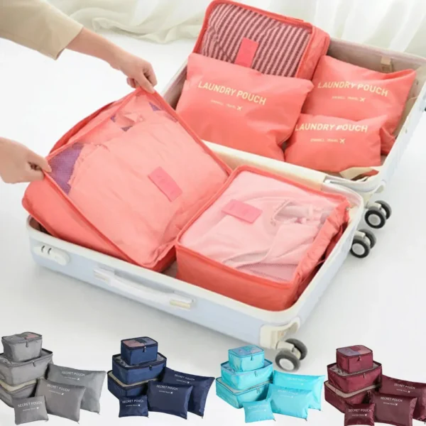 6pcs Set Travel Storage Bags Suitcase Packing Set Storage Cases Portable Luggage Organizer Clothes Shoe Foldable Organizer - Image 1