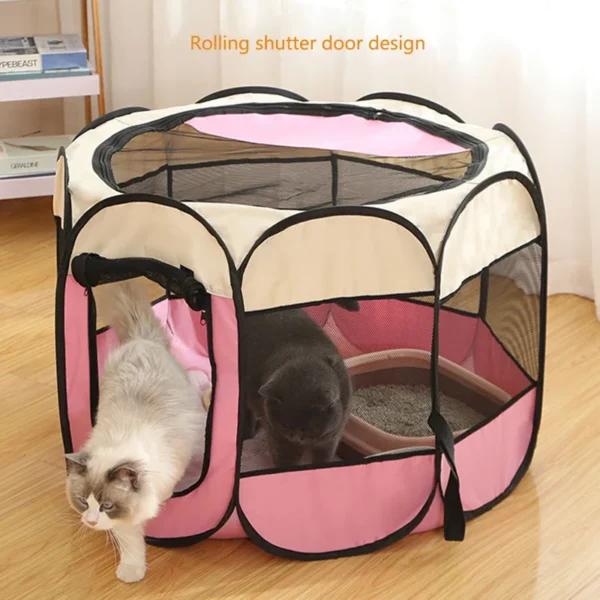 Foldable cats, dog kennels, cats, dogs, delivery rooms, pets, octagonal cages, breathable fences, tents, claw-resistant - Image 3
