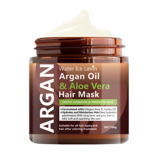 Argan Oil & Aloe Vera Hair Mask Collagen Keratin Treatment Hairs Conditioner Hair Essential Oil Nourishing for Dry Damaged - Image 2