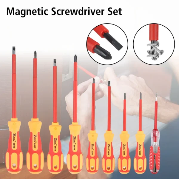 Magnetic Screwdriver Screwdriver Set Insulated Phillips Slotted Bits Electrician For Electrician Hand Tools Multifunctional - Image 4