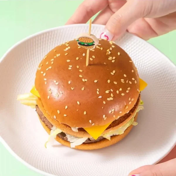 100Pcs-Hamburger Garnish Bamboo Sticks Disposable Fruit Stick Snack Skewers Party Buffet Bamboo Food Picks Bento Tools - Image 5