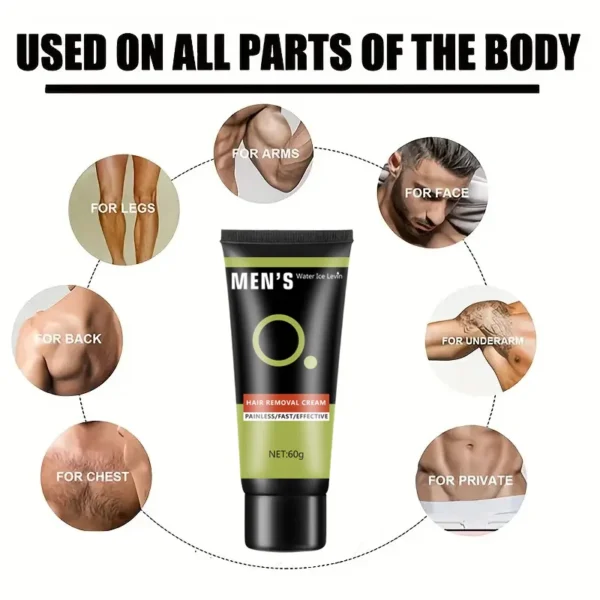 Hair Removal Cream - Mild and Effective, Suitable for Chest, Arms, Beard and Armpits, No Beverage Required, 60g - Image 4