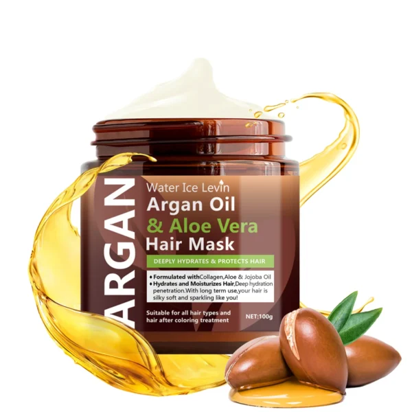 Argan Oil & Aloe Vera Hair Mask Collagen Keratin Treatment Hairs Conditioner Hair Essential Oil Nourishing for Dry Damaged - Image 3
