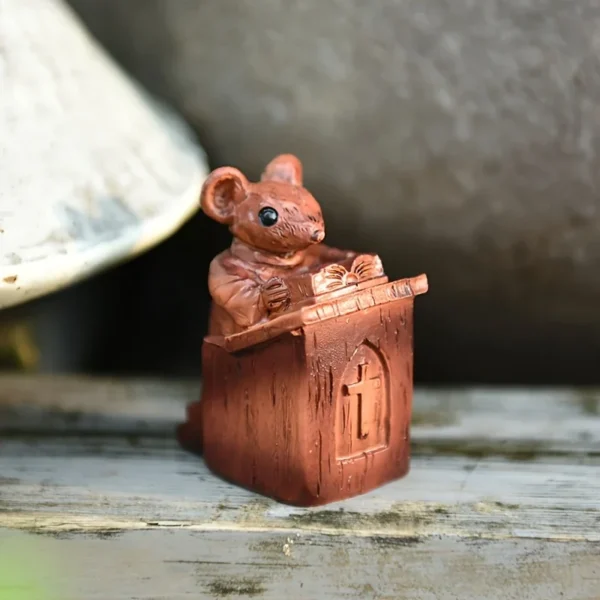 Cute Church Mouse Statue Series Small Statues Art Craftsmanship Resin Church Mouse Statue Priest Craftsmanship Decoration - Image 5