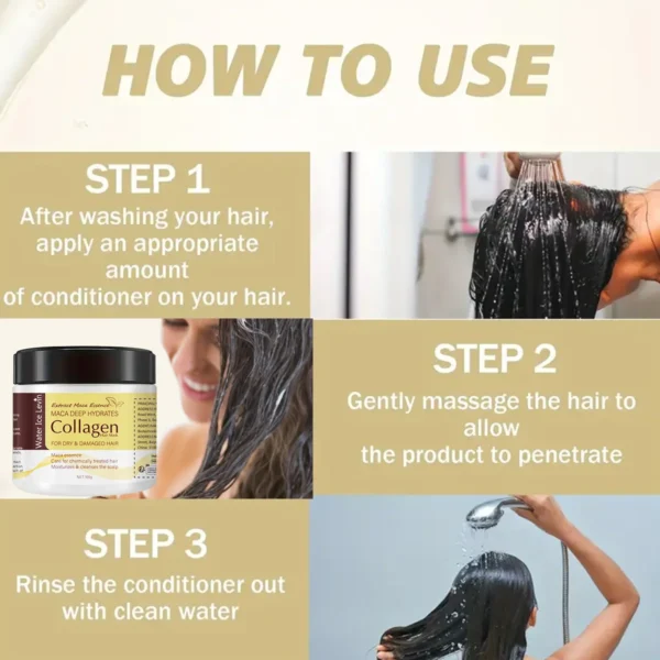 Magic Hair Mask Contains Collagen, Keratin - Coconut Oil Deep Hair Care - Powerful Moisturizing and Hydrating - Repair Small, Sparse, Fragrile, Dry and Damaged Hair - Image 6