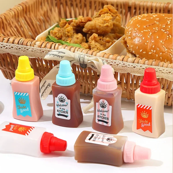 4pcs - Square Seasoning Split Bottle Cute Mini Portable Sauce Bottle - Image 2