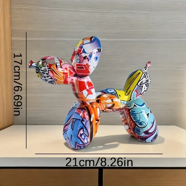 Miniso Fashion Graffiti Balloon Dog Statue Home Desktop Decoration Painting Color Art Animal Ornament Birthday Gift - Image 3