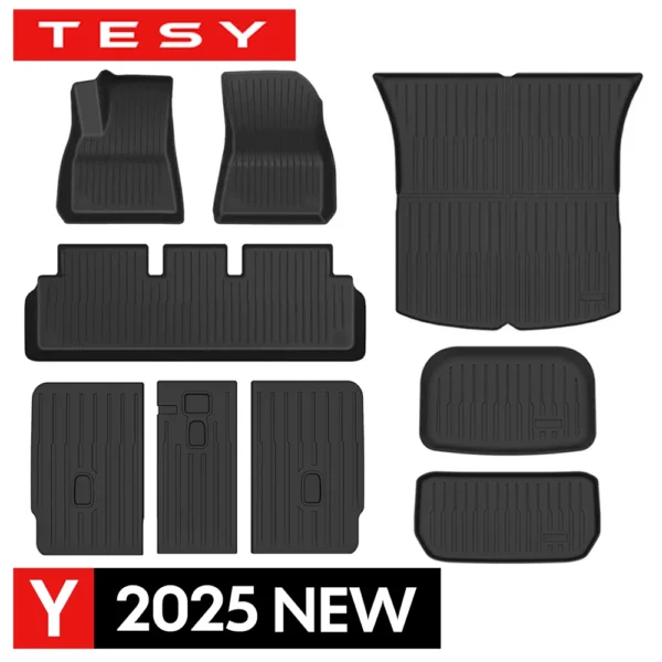 TPE Floor Mats & Cargo Liner All Weather Trunk Mats For New Tesla Model Y Launch 2025+ Juniper Floor Liner Seat Backrest Mats - Image 1