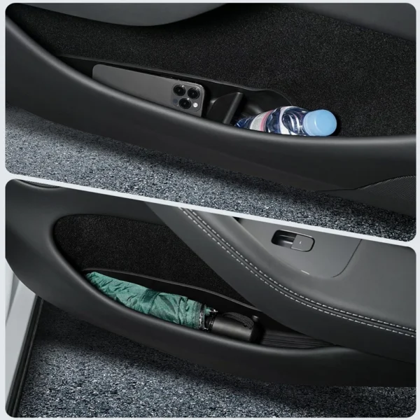 4PCS TPE Side Door Box Trays For Tesla Moldel Y Juniper Model 3 Highland Model Y/3 Door Storage Organizer Front Rear Door Trays - Image 4