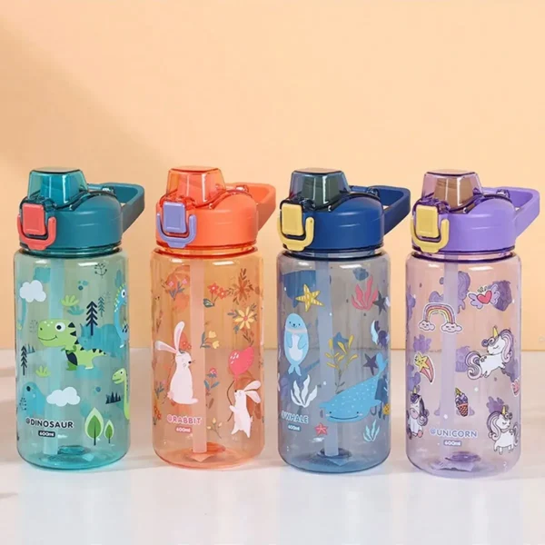 kf-S62ea3e121e1d4108a0097aa7013bdfcdr 1pc 600Ml Student Sippy Cup Water Bottles Creative Cartoon Feeding With Straws And Lids Spill Proof Portable Beverage cups - Image 1