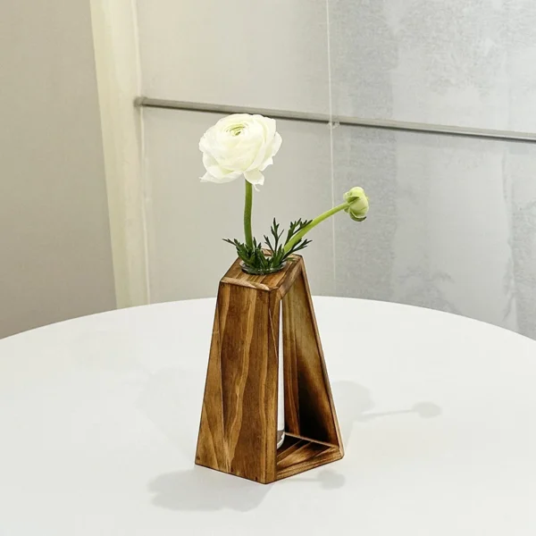 Creative Wooden Hydroponic Vase Plant Vase Retro Vase Transparent Vase Desktop Plant Home Decoration - Image 6
