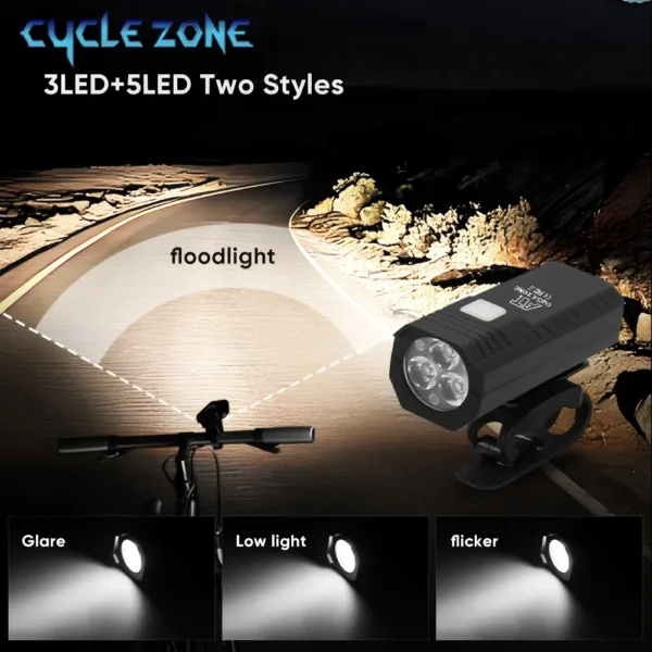 Bike Light Set Front Light with Taillight LED Rechargeable Bicycle Lights 3 Modes Headlight Easy to Install Night Cycling Lamp - Image 4