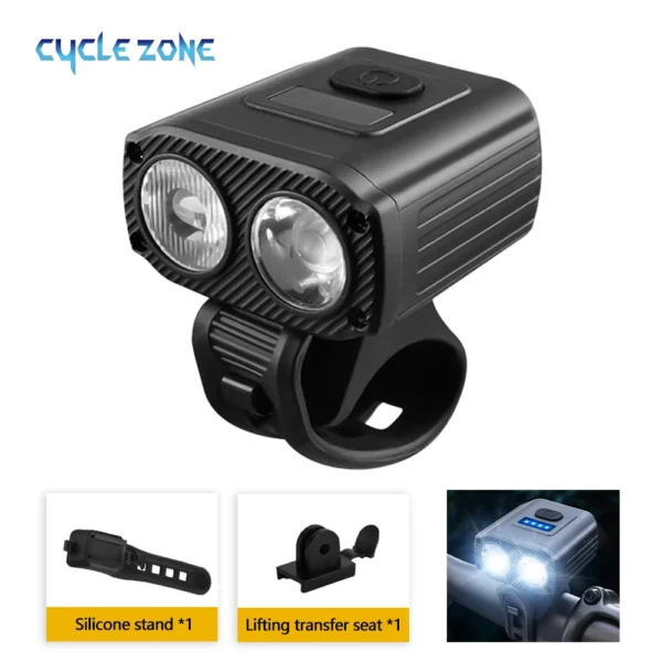 kf-S63bd9e4108d0430da1ca68e448b6c859q Bicycle Front Light Rechargeable MTB Mountain Road Bike Head Lamp Flashlight for Night Riding Power Display Cycling Accessories - Image 1