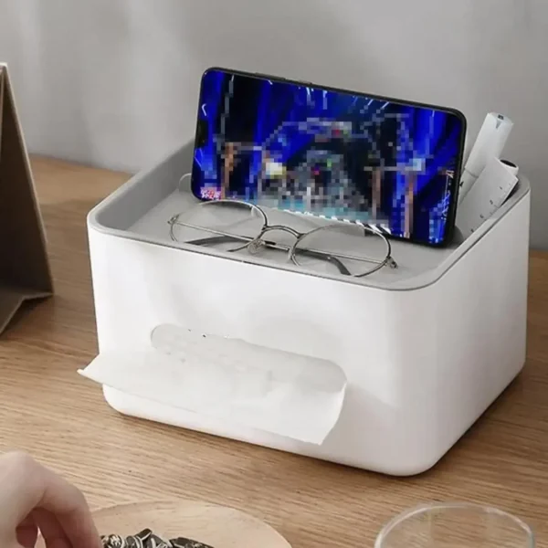 1pc-Tissue Organizer Box Desktop Sundries Storage Tissue Box Remote Control Storage Box Desktop Tissue Holder - Image 3