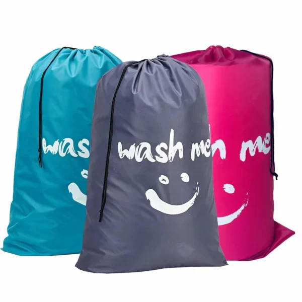 Smile Shape Nylon Laundry Bag Wash Me Travel Storage Pouch Machine Washable Dirty Clothes Organizer Wash Drawstring Bag - Image 1