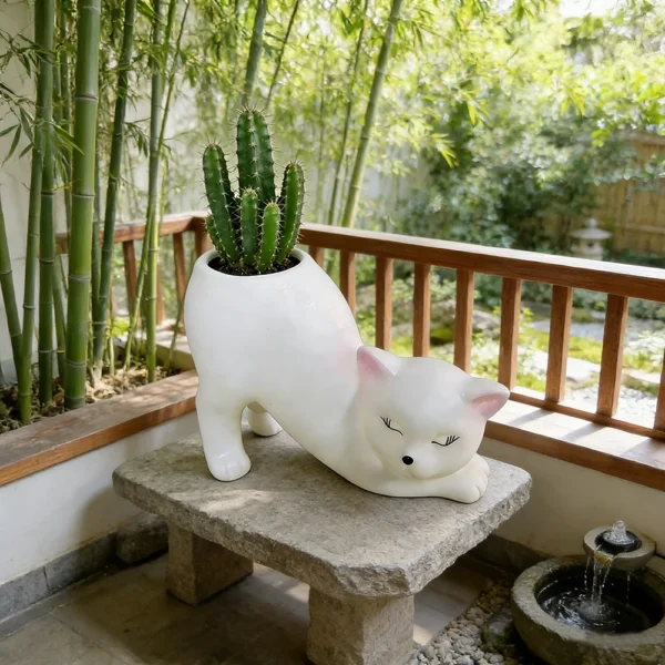 Miniso Cartoon Cute Cat Tail Flower Pot Creative Succulent Plant Cactus Cultivation Garden Courtyard Balcony Decoration Ornament - Image 4