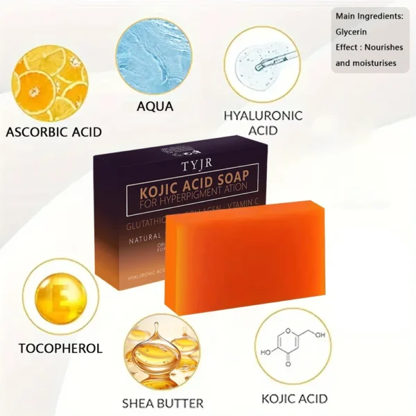 Turmeric Kojic Acid Soap Massage Soap Handmade Soap for Face and Bath for Deep Cleansing, Exfoliation, Body Moisturizing - Image 2