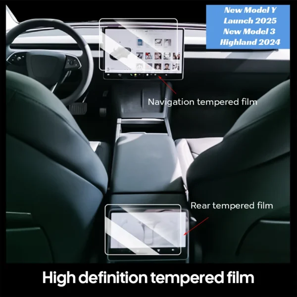 Tempered Glass Film Screen Protector for New Tesla Model Y Juniper 2025 Launch Model 3 Highland 2024 Center Rear Touch Screen - Image 3