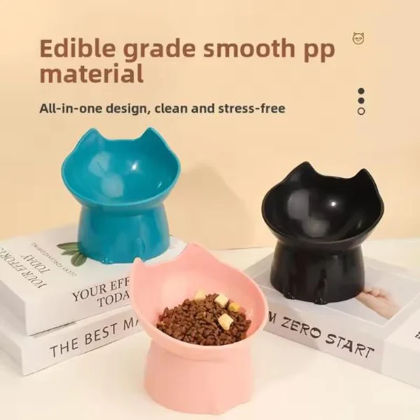 Cat bowl with long ears and high feet bowl with cat and dog neck protection and anti-overturning plastic raised pet bowl - Image 7
