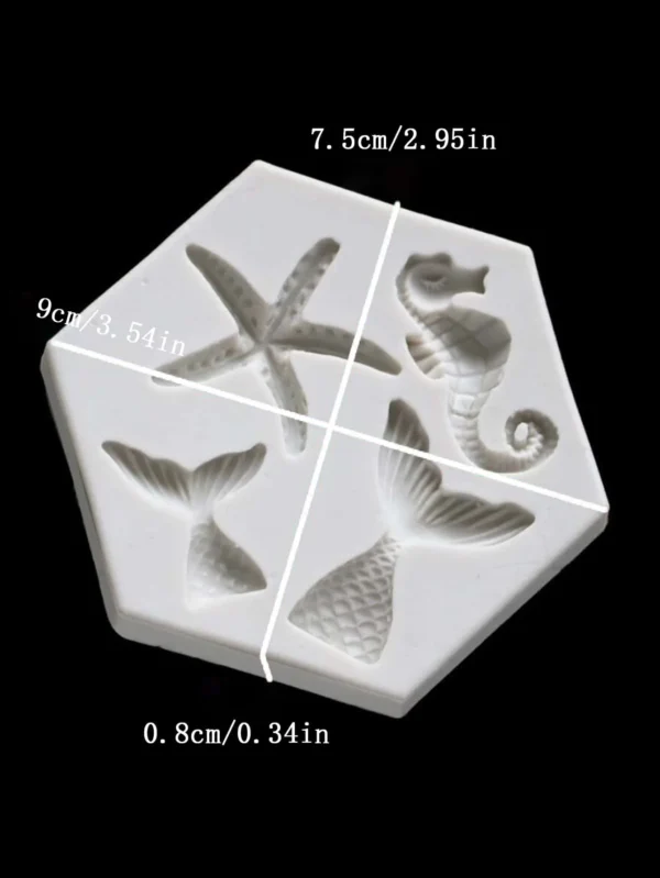 1pc-DIY Baked Large and Small Fish Tail, Sea Star, Seahorse Liquid Silicone Mold - Image 3