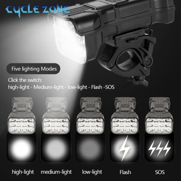 12 LED Bike Light with Horn Rechargeable Bicycle Front Light MTB Bicycle Head Lights Cycling Bike Safety Lamp for Night Riding - Image 3