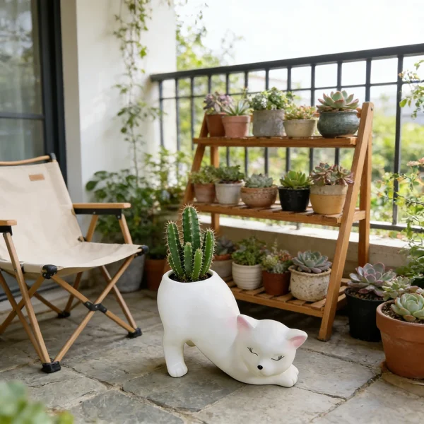 Miniso Cartoon Cute Cat Tail Flower Pot Creative Succulent Plant Cactus Cultivation Garden Courtyard Balcony Decoration Ornament - Image 3