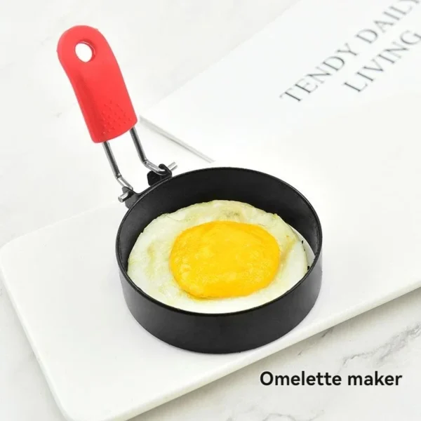 Round Omelette Maker Mold, Nonstick Folding Handle Omelette Pan, Thickened Kitchen Tool for Easy Egg Cooking - Image 4