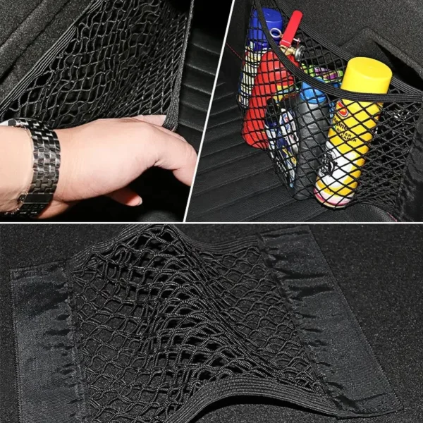 Car Back Rear Mesh Trunk Seat Elastic Net Magic Sticker Universal Storage Pocket Auto Organizer Seat Back Bag - Image 5