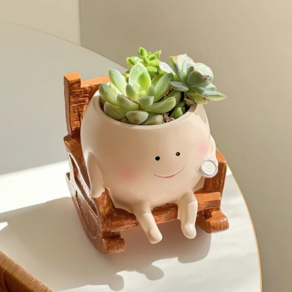 Cute Chair/Swing Smiling Face Little Devil Flower Pot Creative Swing Succulent Plant Flower Pot Garden Home Decoration - Image 5